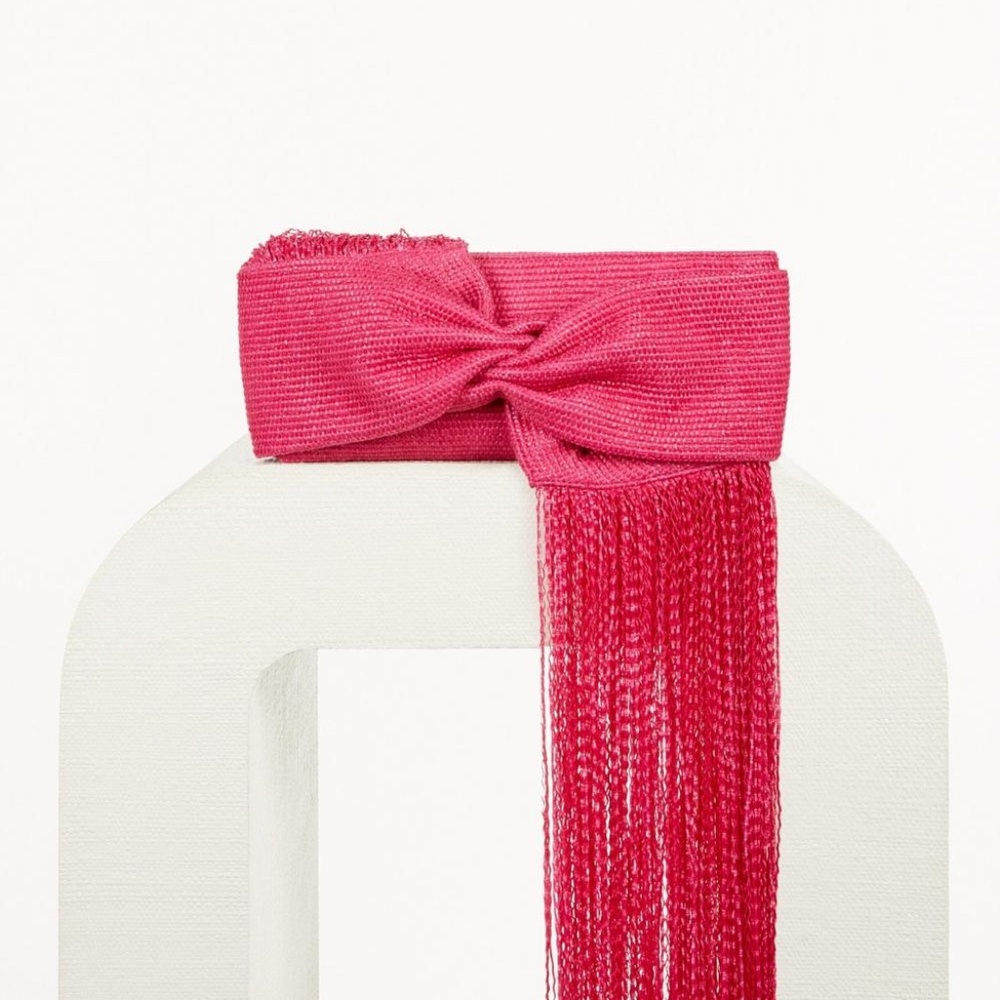 *SOLD* NWT Cult Gaia Banu Mini Fringe Clutch Qajar Rose - Picture 6 of 16